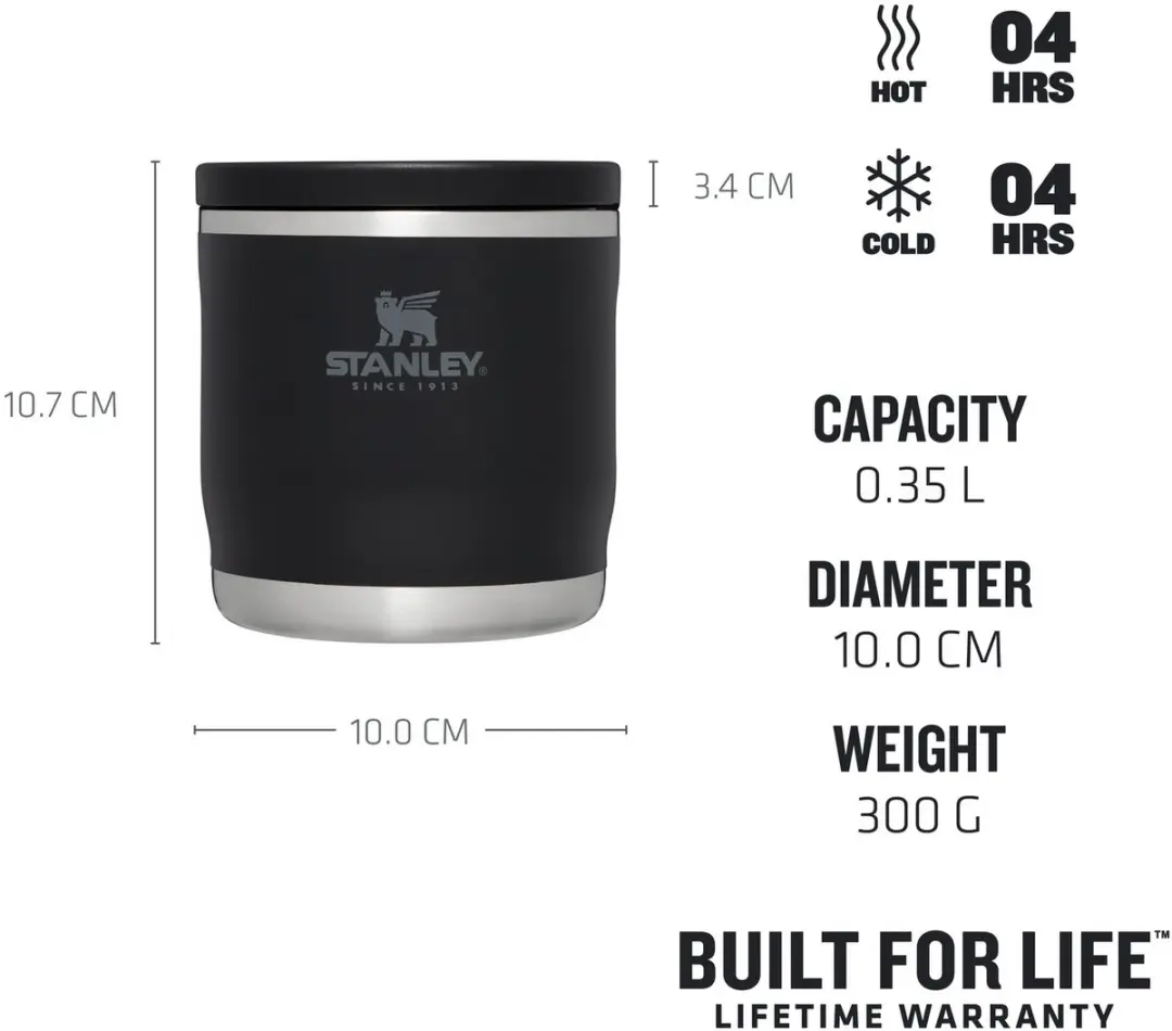 Stanley Adventure To-Go Thermos Lunchbox 350ml - 4 uur warm/koud - Black - afbeelding 6 van 6