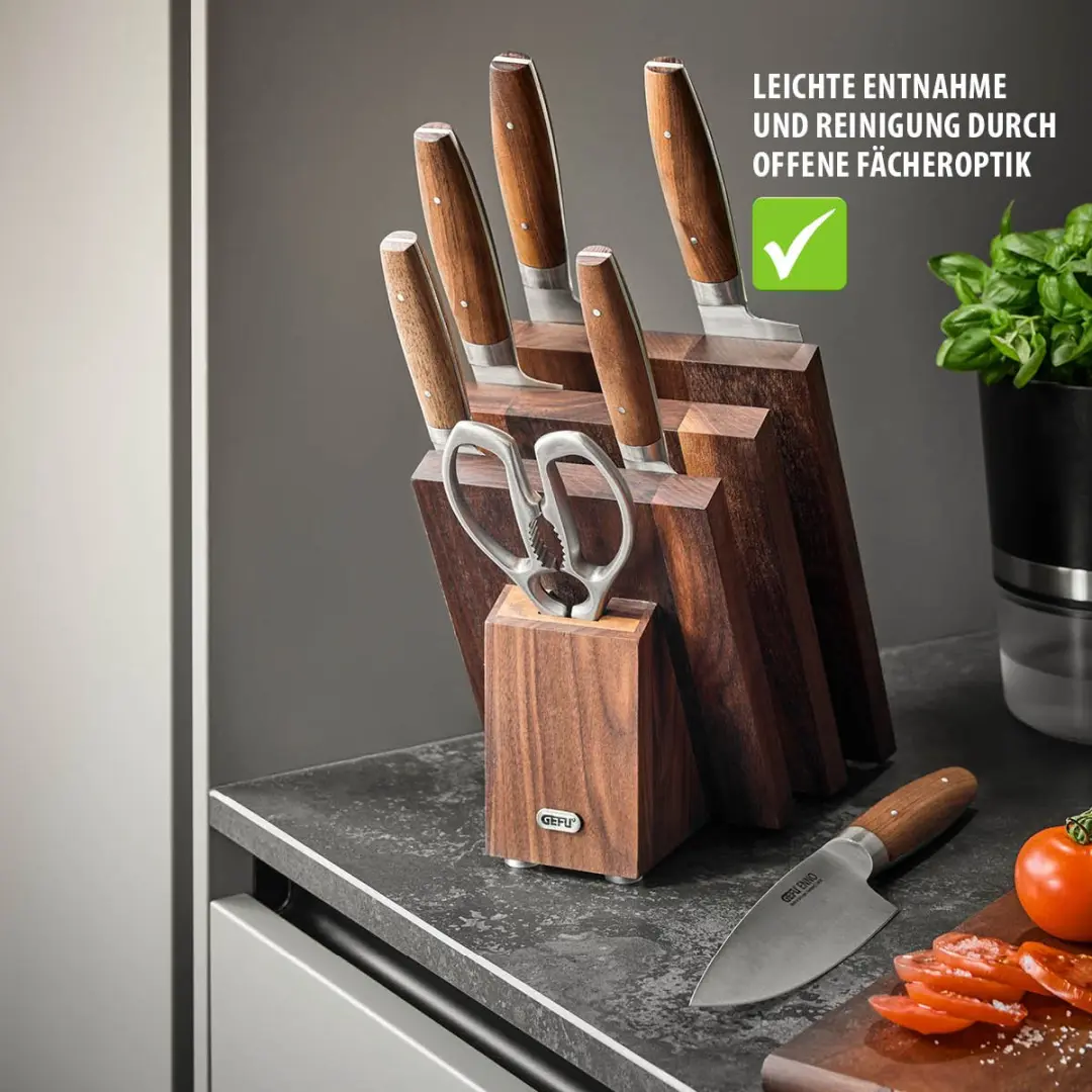 GEFU ENNO Messenblok Fan Design Walnoot - 6 Messen