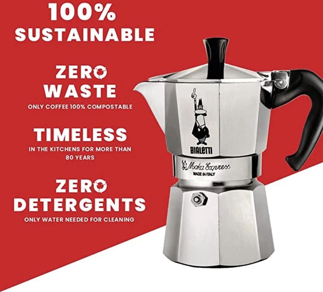 Bialetti Moka Express 6 Kops - Aluminium - Zilver