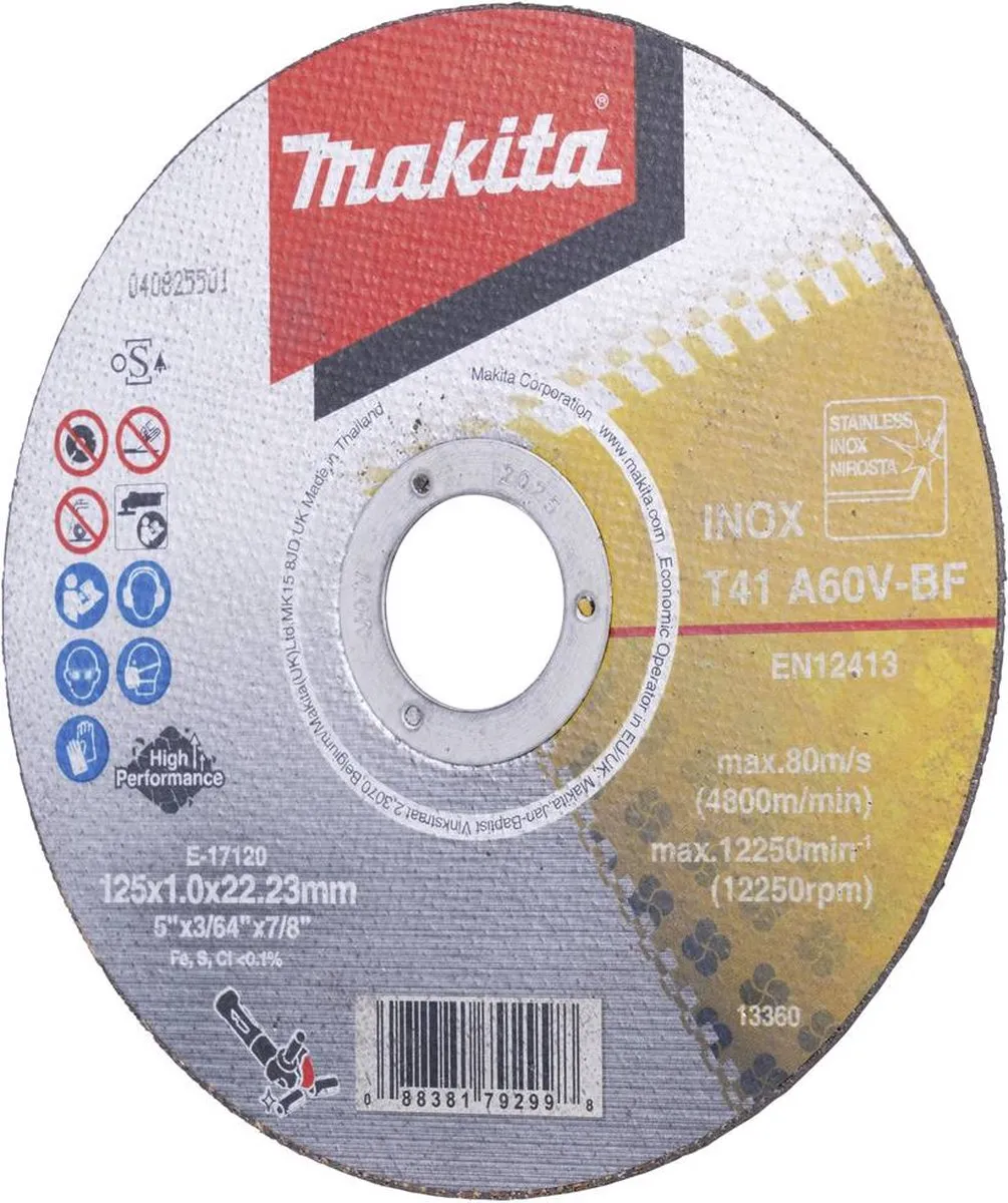 Makita E-17120-12 Doorslijpschijf 125mm Metaal - 12 Stuks