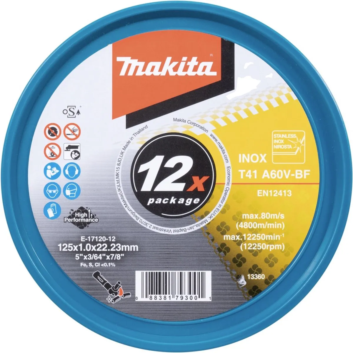 Makita E-17120-12 Doorslijpschijf 125mm Metaal - 12 Stuks