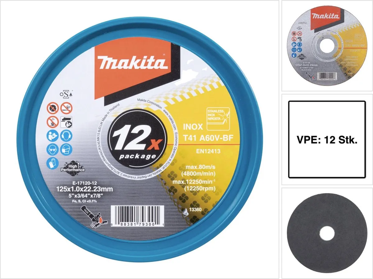 Makita E-17120-12 Doorslijpschijf 125mm Metaal - 12 Stuks