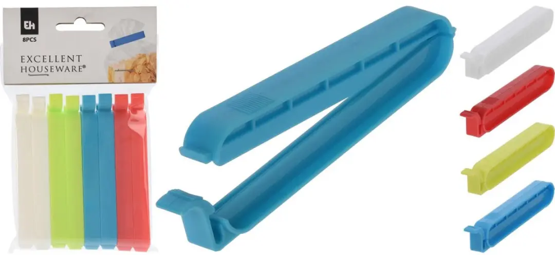 Excellent Houseware Keuken Afsluitclips 8 Stuks - 10cm - Multikleur