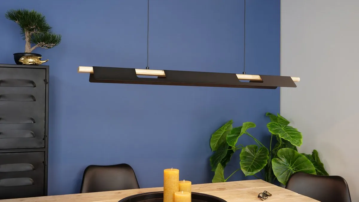 Eglo Ermua Hanglamp LED 100cm - Dimbaar - Zwart/Bruin/Wit - afbeelding 6 van 6