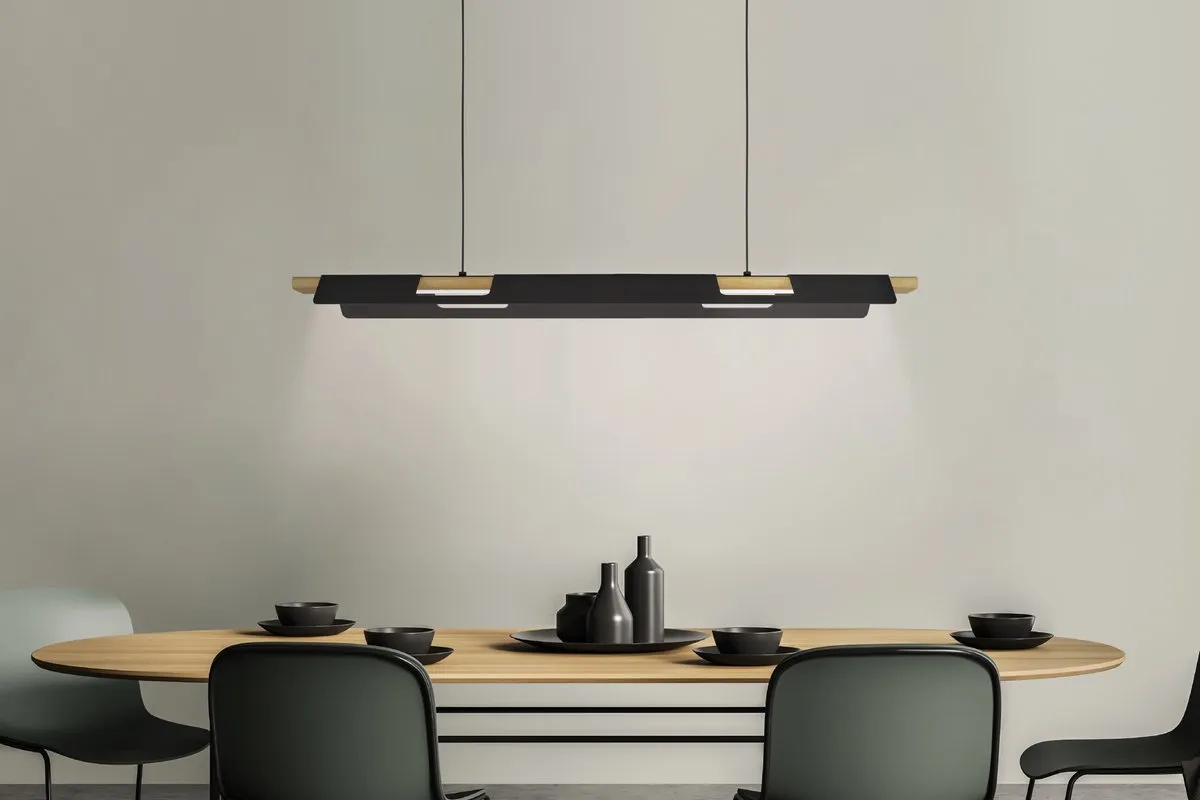 Eglo Ermua Hanglamp LED 100cm - Dimbaar - Zwart/Bruin/Wit