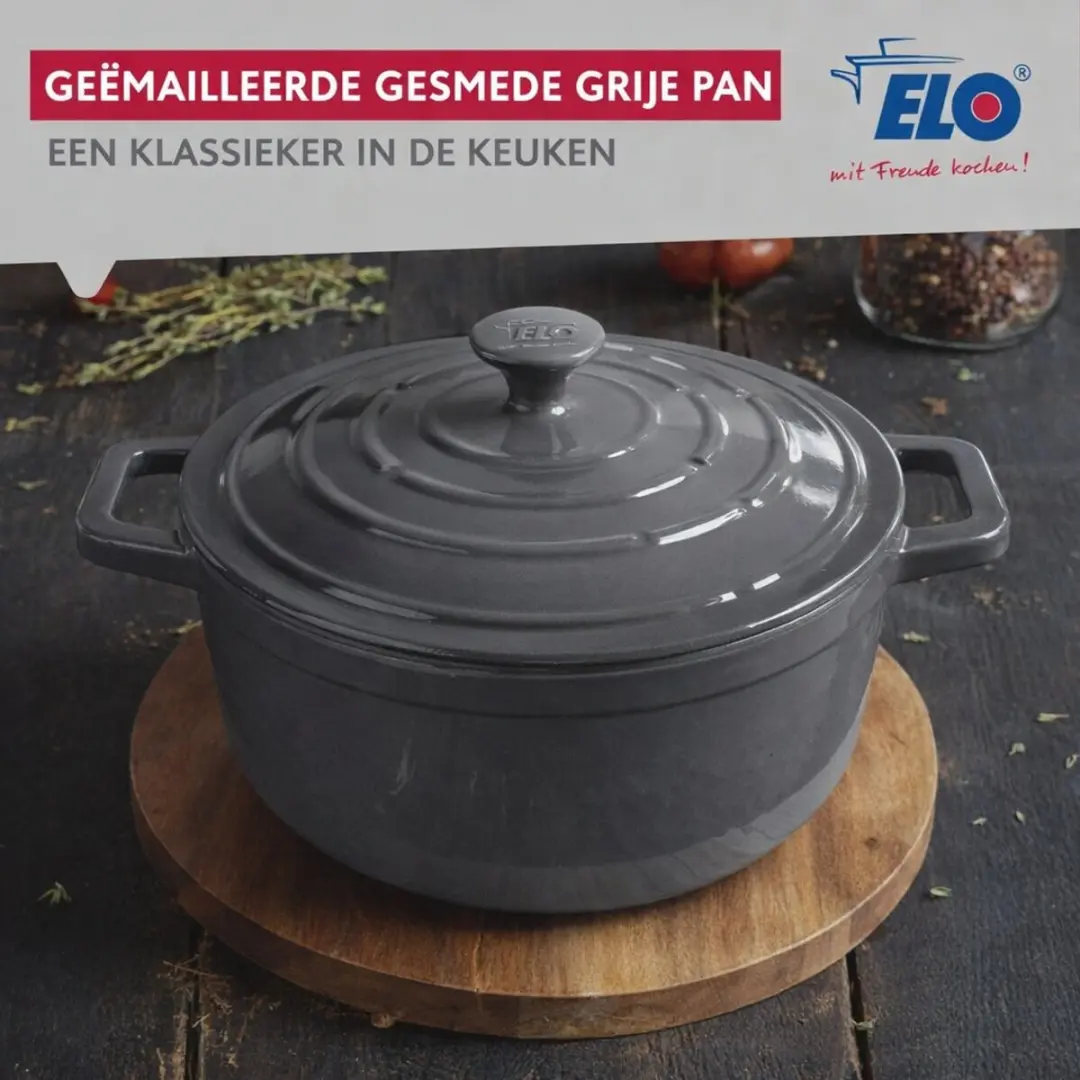 Fackelmann Cocotte 26cm Geëmailleerd Gietijzer 4,5L - Grijs
