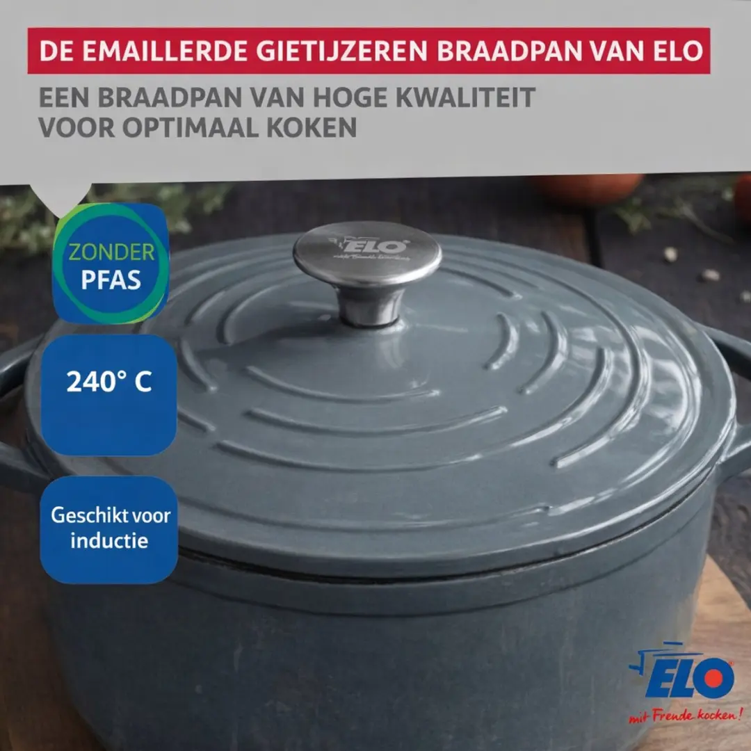 Fackelmann Cocotte 26cm Geëmailleerd Gietijzer 4,5L - Grijs - afbeelding 6 van 6