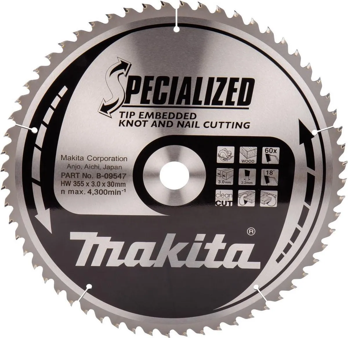 Makita B-09547 Cirkelzaagblad Hout 355mm 60T