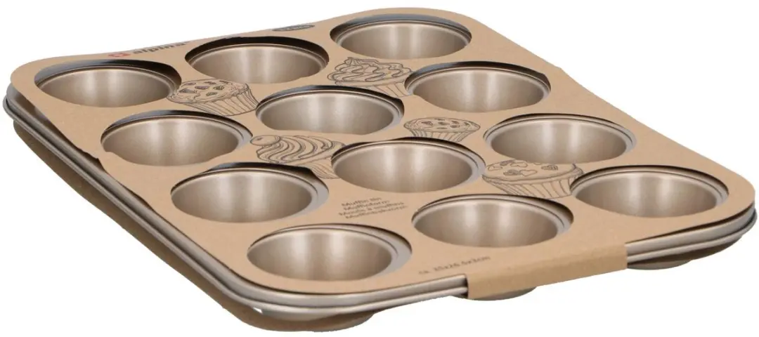 Alpina Muffinvorm 35x26,5x3cm - 12 Stuks - Beige