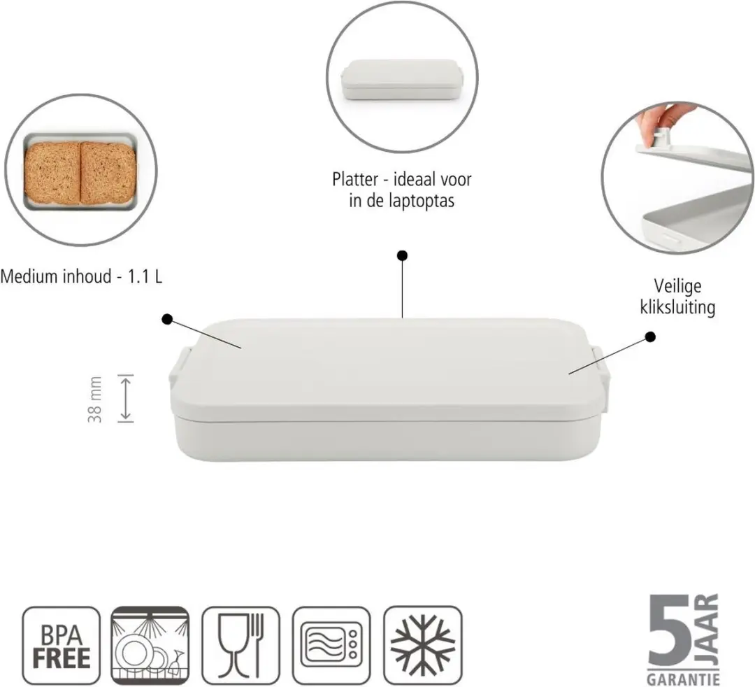 Brabantia Make & Take Lunchbox 202841 - 1.1L - Light Grey
