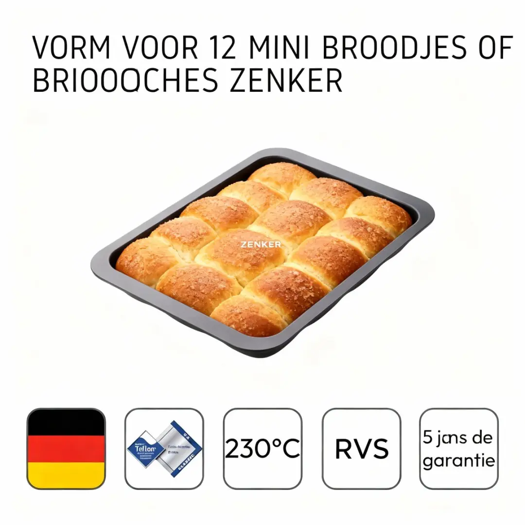 Zenker Set van 2 Mini Brood-/Briochevormen 36x27cm - Zwart