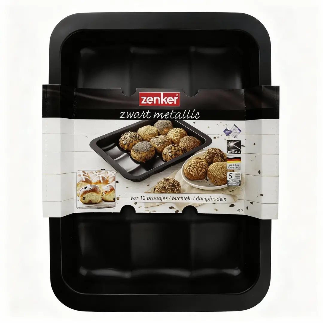 Zenker Set van 2 Mini Brood-/Briochevormen 36x27cm - Zwart