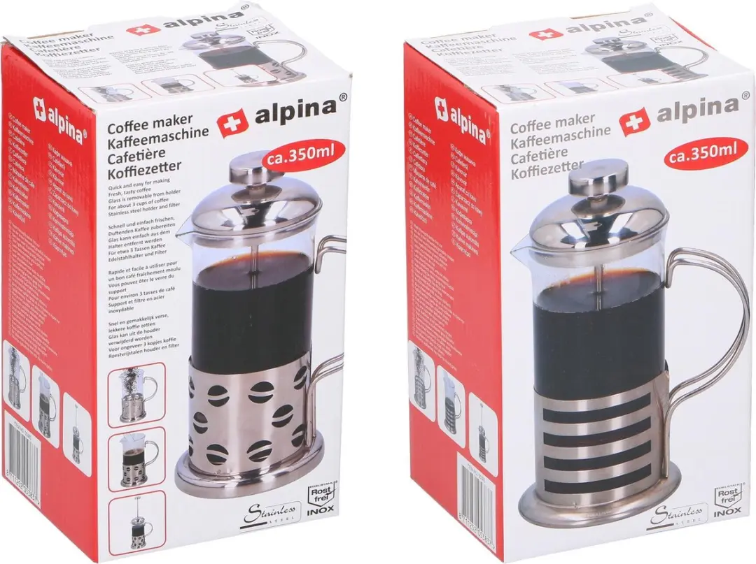 Alpina French Press 350ml - 3 Kopjes - Grijs