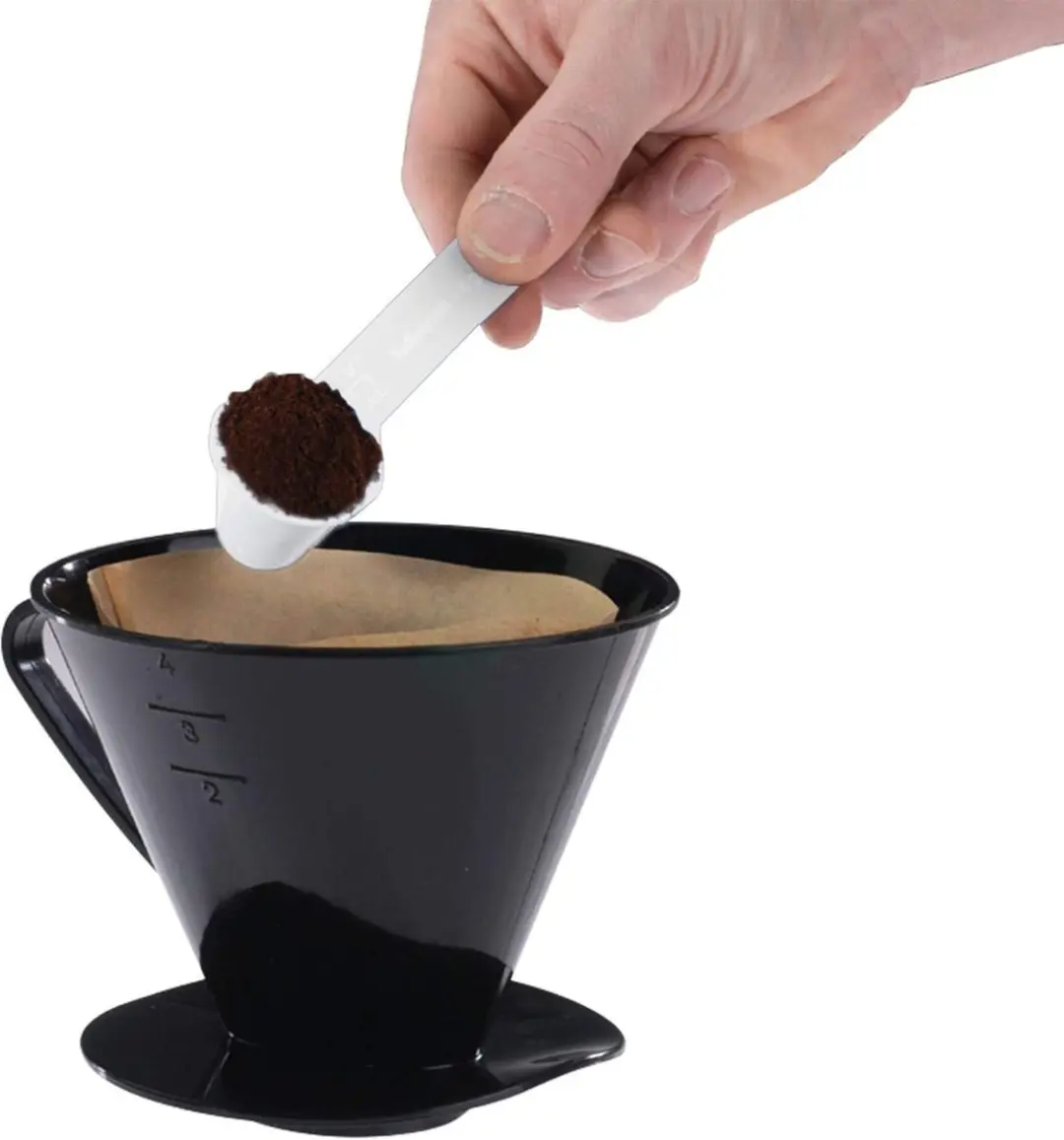 Westmark Koffieset 3-delig - 2 Koffiefilters & Doseerlepel - Kunststof - Zwart/Wit