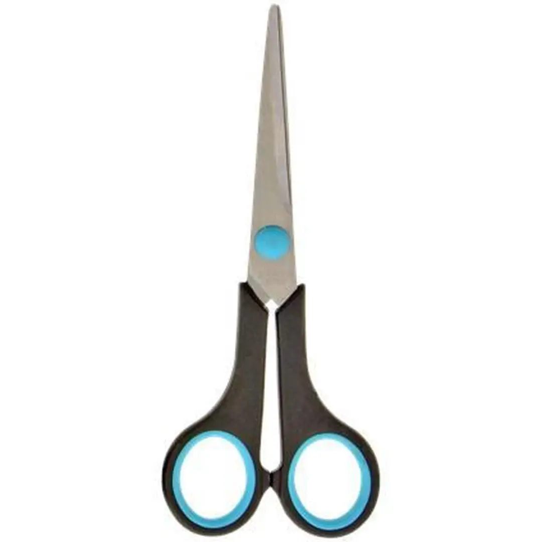 Excellent Houseware Huishoudschaar 14cm - Zachtgrip - Roestvrij - Blauw/Rood/Oranje/Zwart