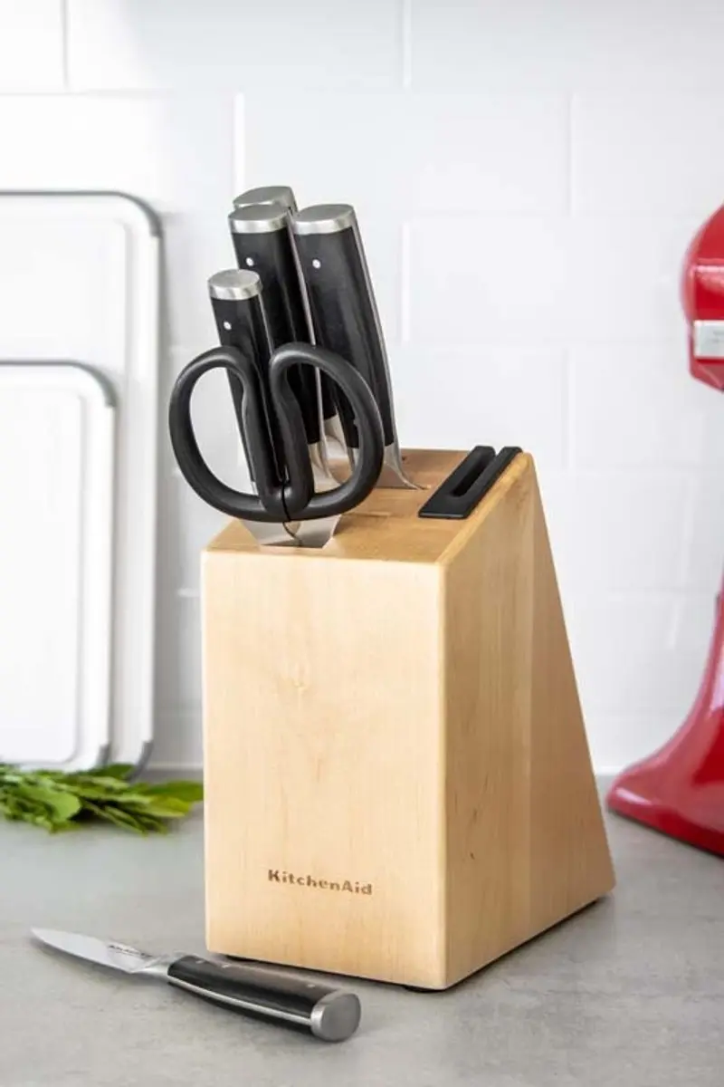 KitchenAid Messenset 6-delig RVS - Berkenhouten Blok