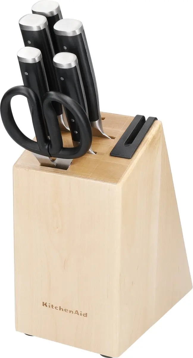 KitchenAid Messenset 6-delig RVS - Berkenhouten Blok