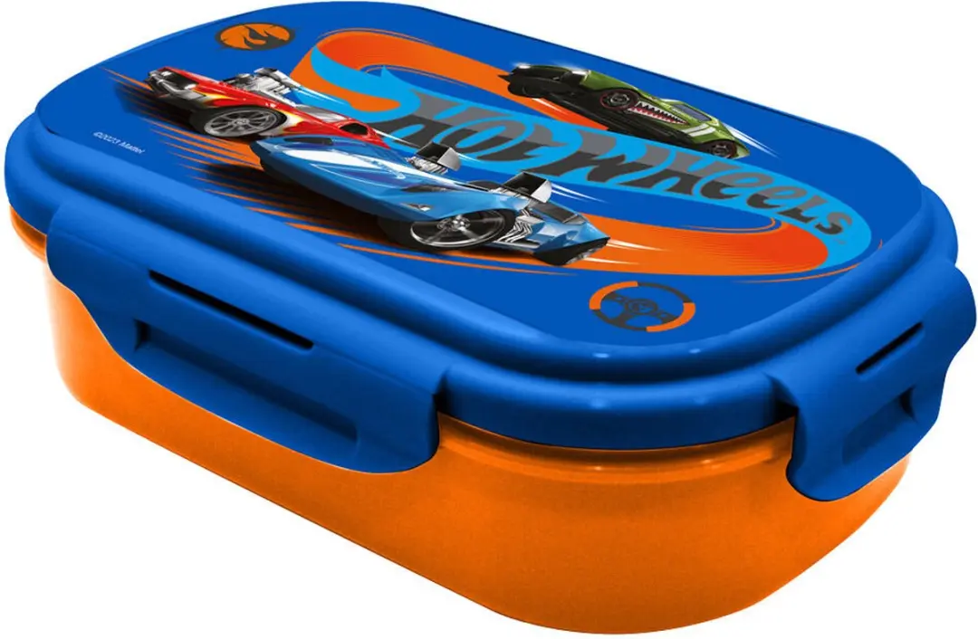 Hot Wheels Lunchbox Blauw/Oranje - 0.5L - Met Bestek