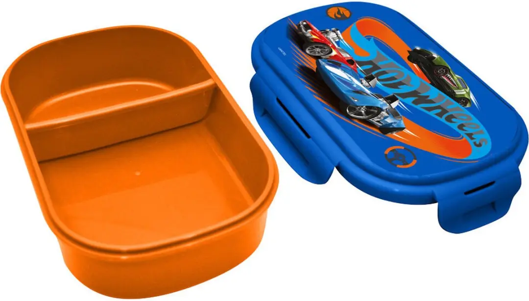 Hot Wheels Lunchbox Blauw/Oranje - 0.5L - Met Bestek