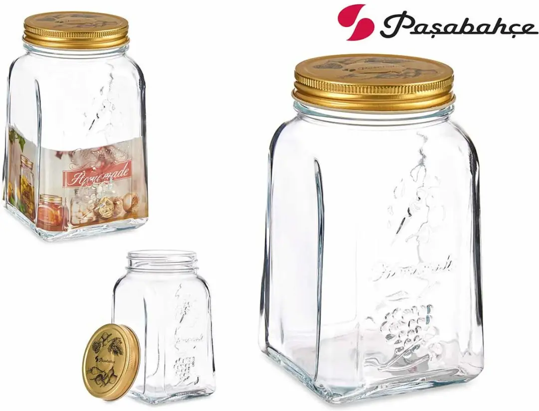 Pasabahce Square Voorraadpot 1L - 2 Stuks