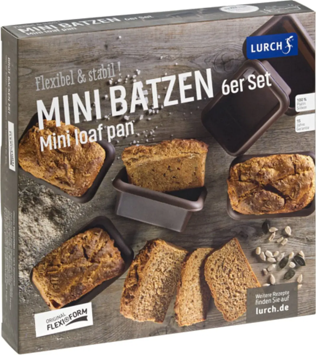Lurch Flexiform Mini Broodvormen Silicone - 6 Stuks - Bruin