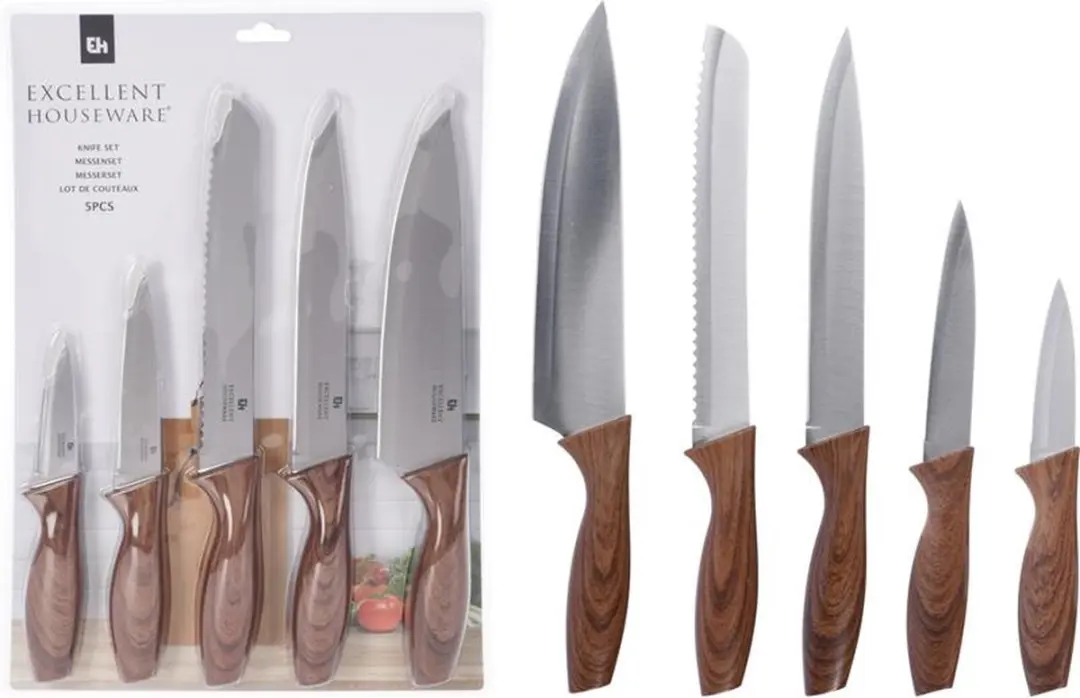 Excellent Houseware Messenset 5-delig Hout Design