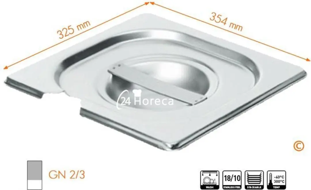 HENDI Deksel voor GN-container 354x325mm - RVS