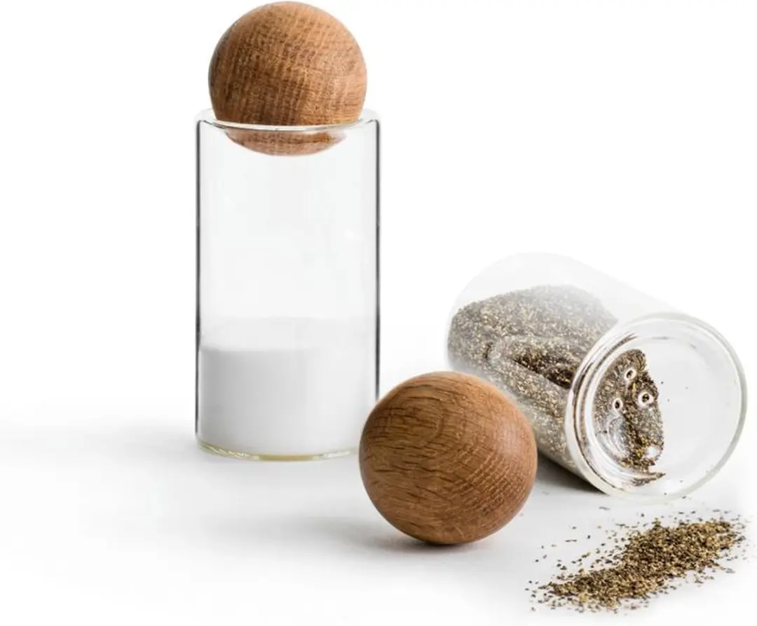 Sagaform Nature Peper- en Zoutstel Glas 3cm SF5017178 - 2 Stuks