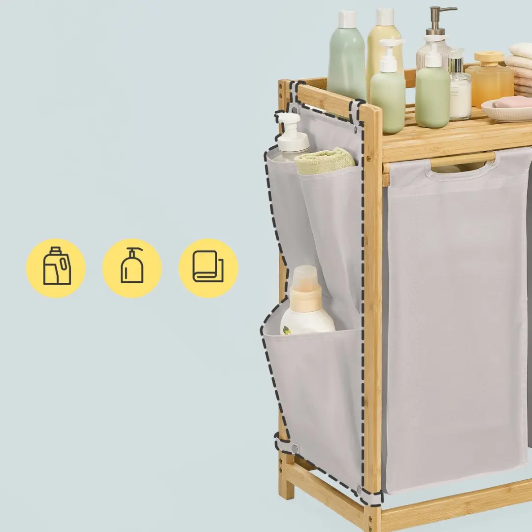 Songmics Wasmand RLH100GX01 2 Vakken - 100L Bamboe - afbeelding 6 van 6