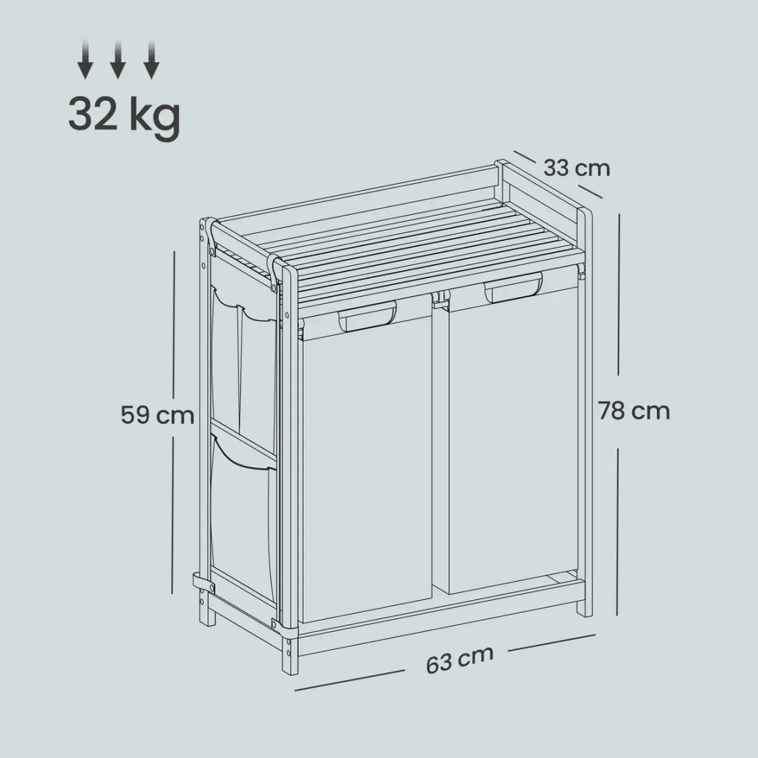 Songmics Wasmand RLH100GX01 2 Vakken - 100L Bamboe