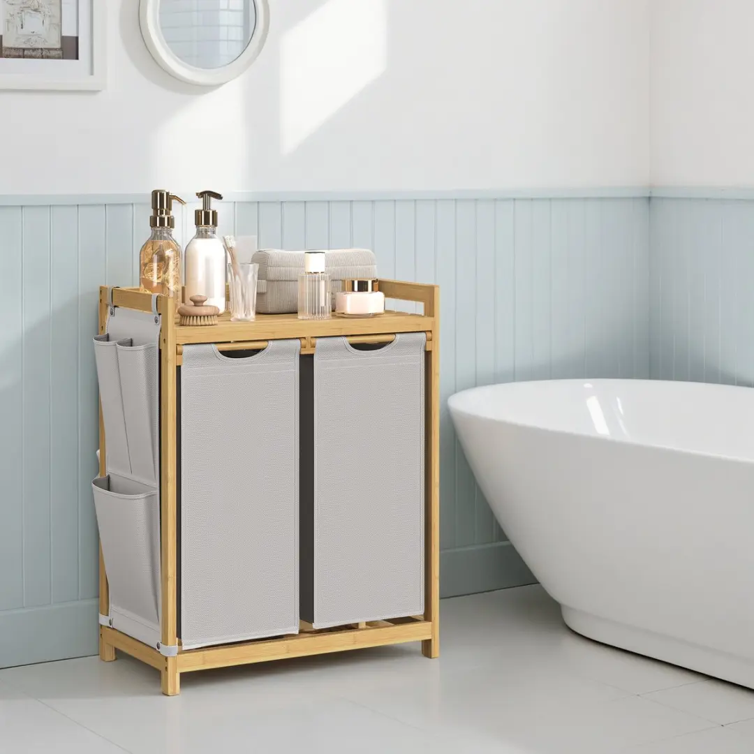 Songmics Wasmand RLH100GX01 2 Vakken - 100L Bamboe