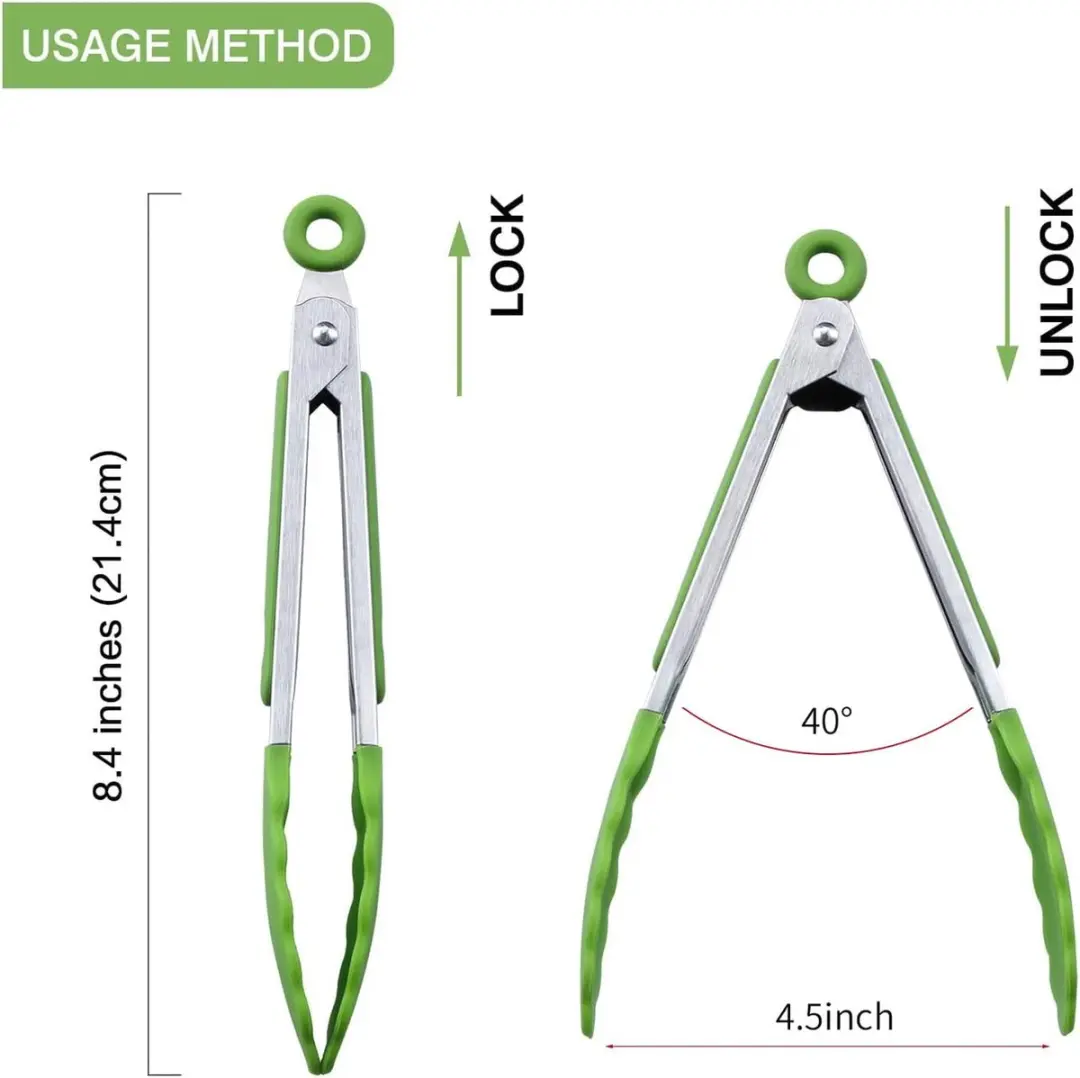 Mini Serveertang Siliconen 19,5cm - 3 Stuks Rood/Groen/Geel