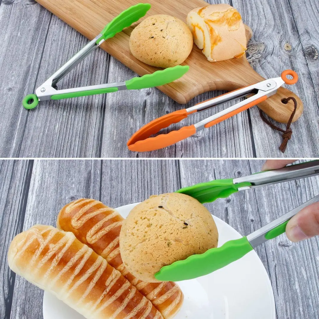 Mini Serveertang Siliconen 19,5cm - 3 Stuks Rood/Groen/Geel