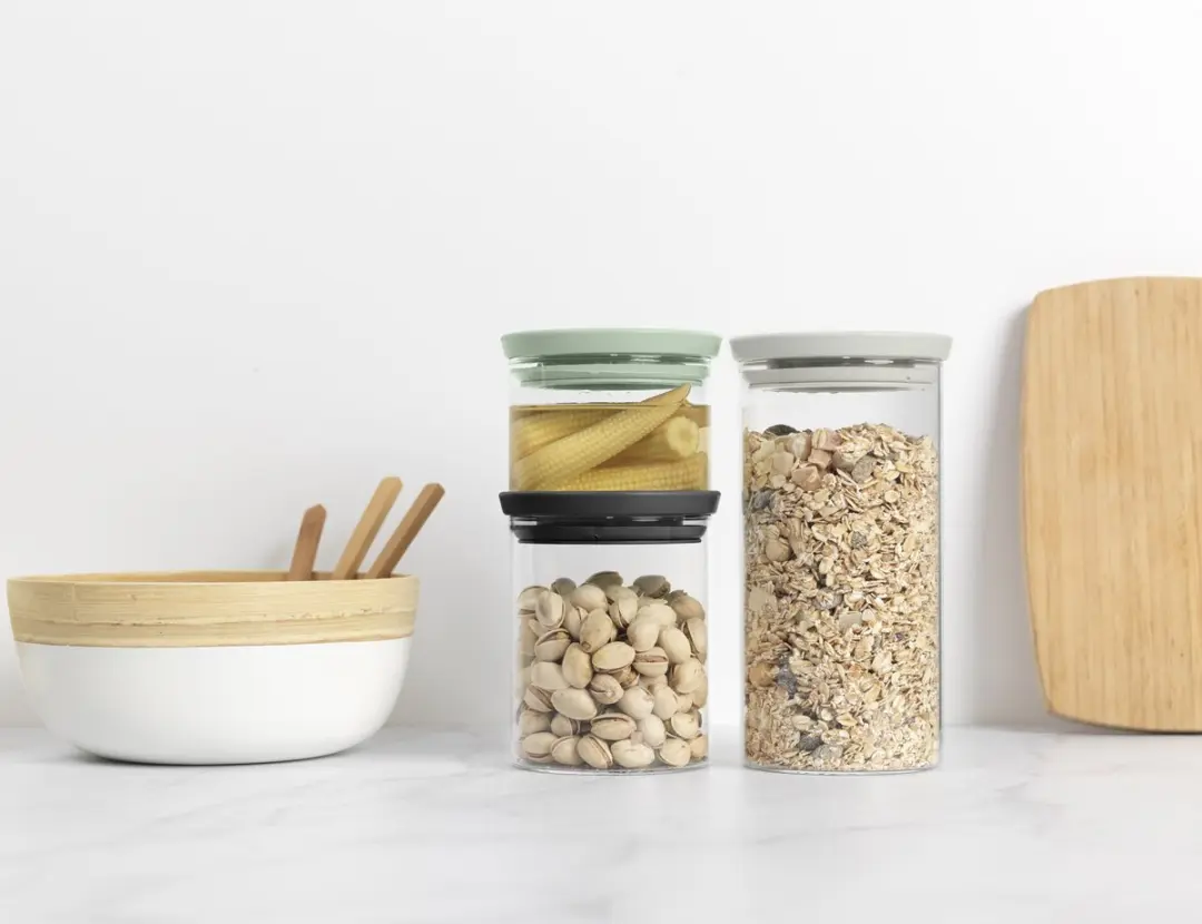 Brabantia Voorraadpot Glas 0,3/0,6/1,1L - 6-delig - Stapelbaar