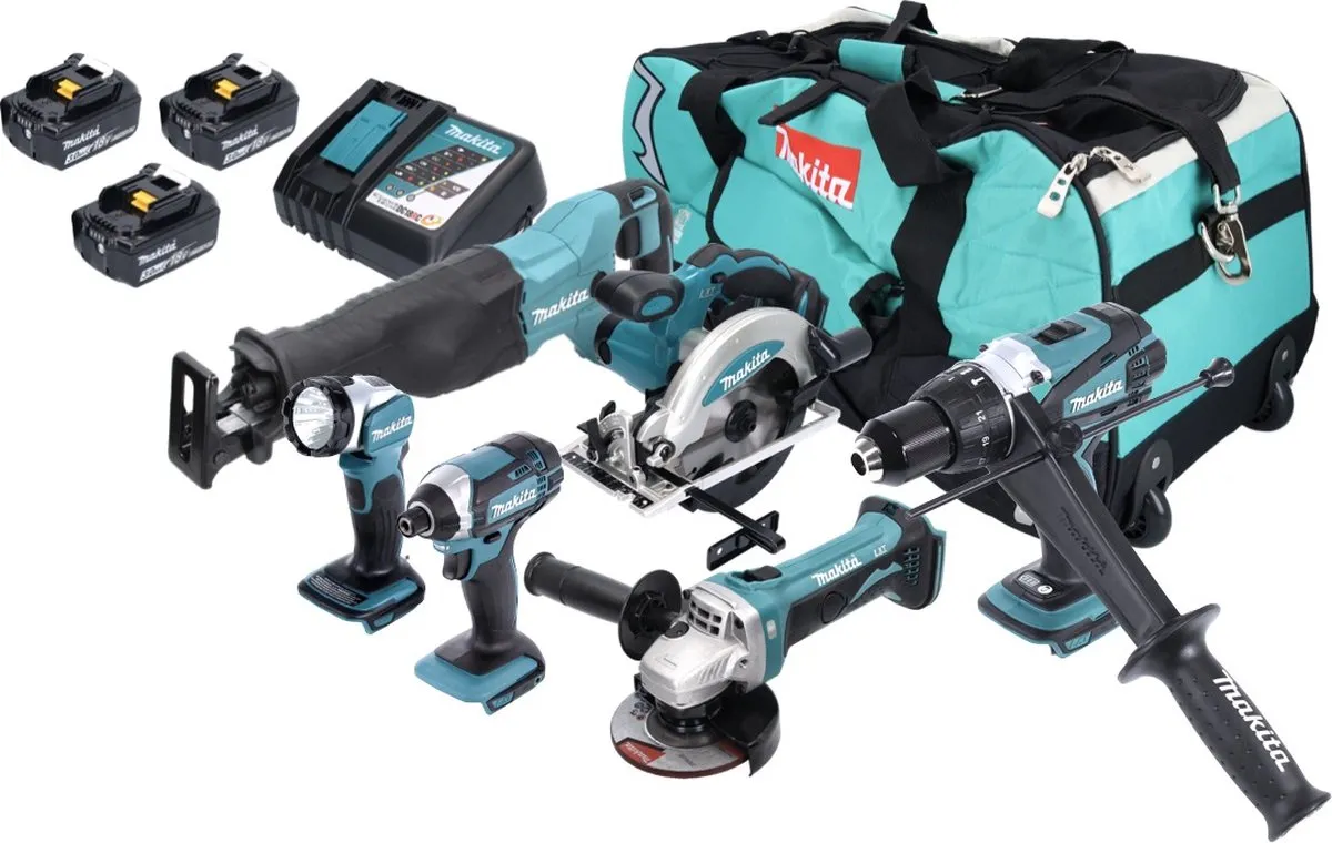 Makita DLX 6046 Combiset 18V - 3x Accu 3.0Ah + Lader + Tas