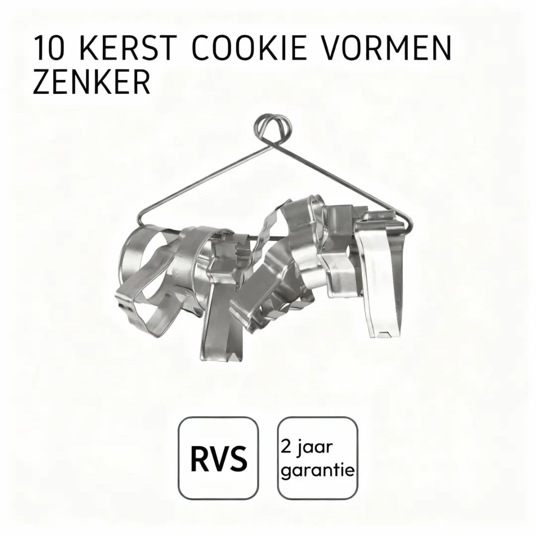Zenker Kerstuitstekers Set - 10 Stuks Grijs