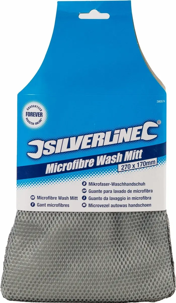 Silverline Microvezel Washandschoen 733604 - 27x17cm - Grijs