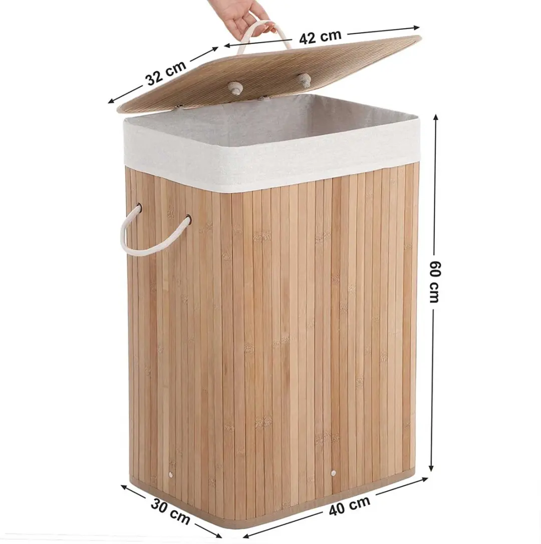 Songmics XL Bamboe Wasmand 70L - Bruin