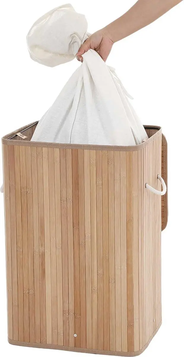 Songmics XL Bamboe Wasmand 70L - Bruin