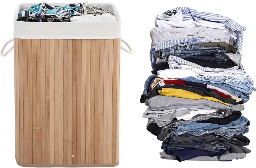 Songmics XL Bamboe Wasmand 70L - Bruin