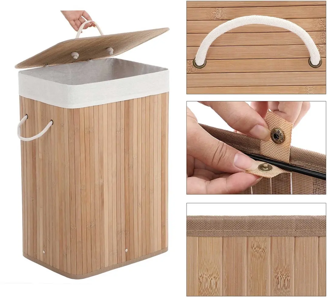 Songmics XL Bamboe Wasmand 70L - Bruin