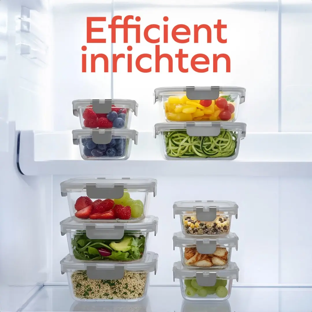 KitchenBrothers Meal Prep Bakjes Glas - 10 Stuks (1L + 370ml)