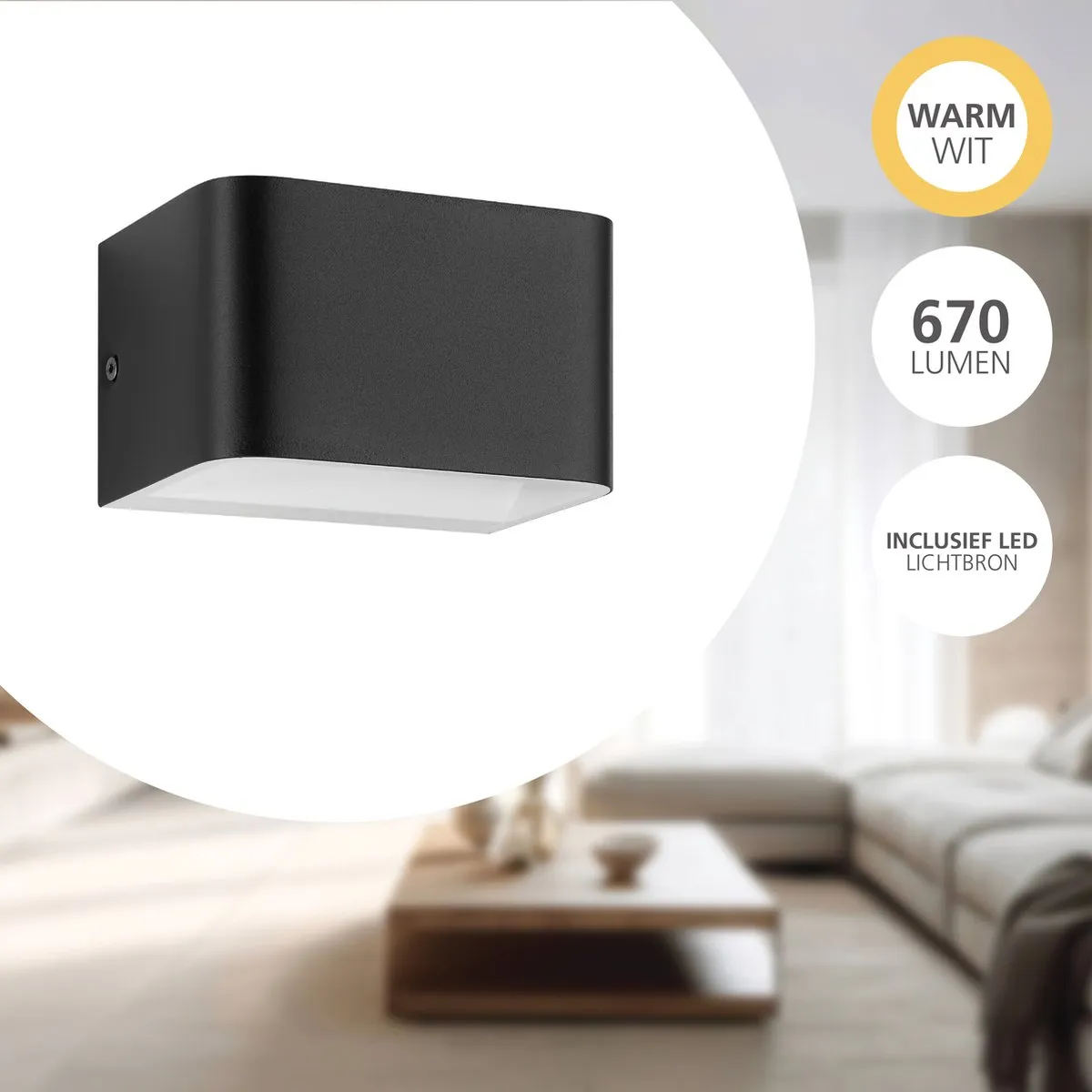 Eglo Sania 4 Wandlamp 13cm - Zwart/Wit