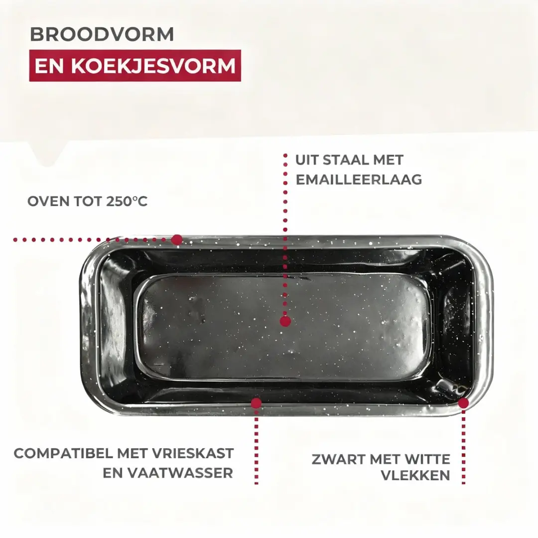 Fackelmann Brood- en Cakevorm Geëmailleerd 29cm - Zwart