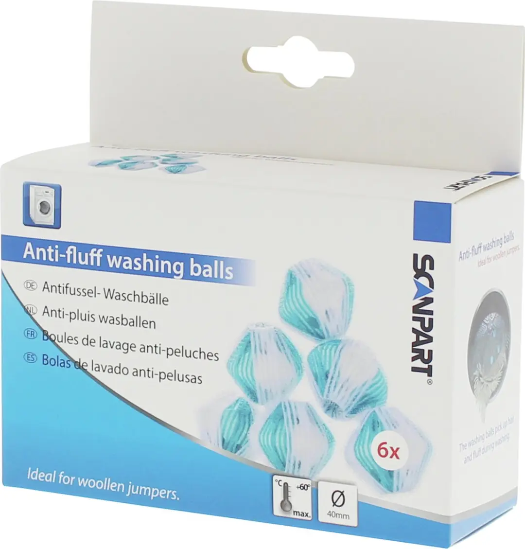 Scanpart Wasballen Anti Haar 6 Stuks - Blauw-Wit