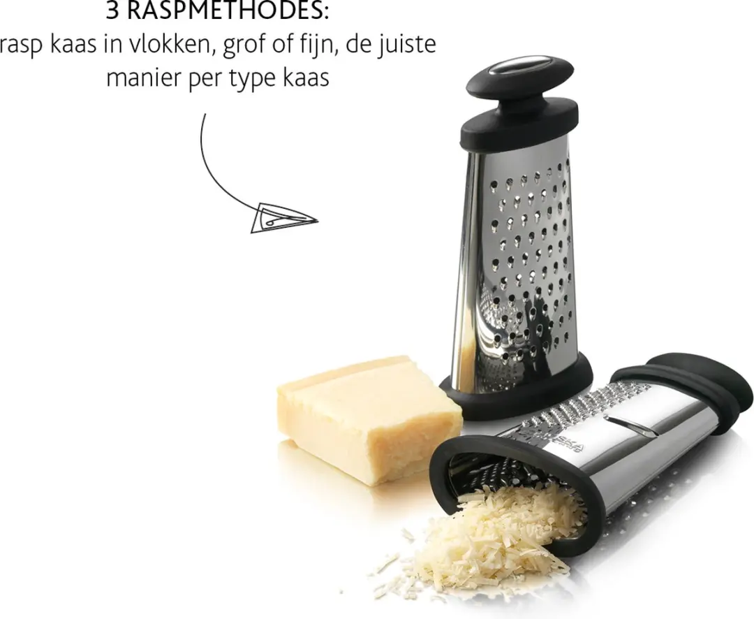 Boska Trio Formaggio Tafelrasp - 3 Raspmethodes - Zwart/Zilver