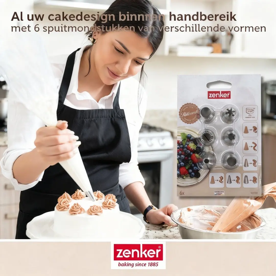 Zenker Smart Pastry Spuitmondjes Set - 6 Stuks - Roestvrijstaal