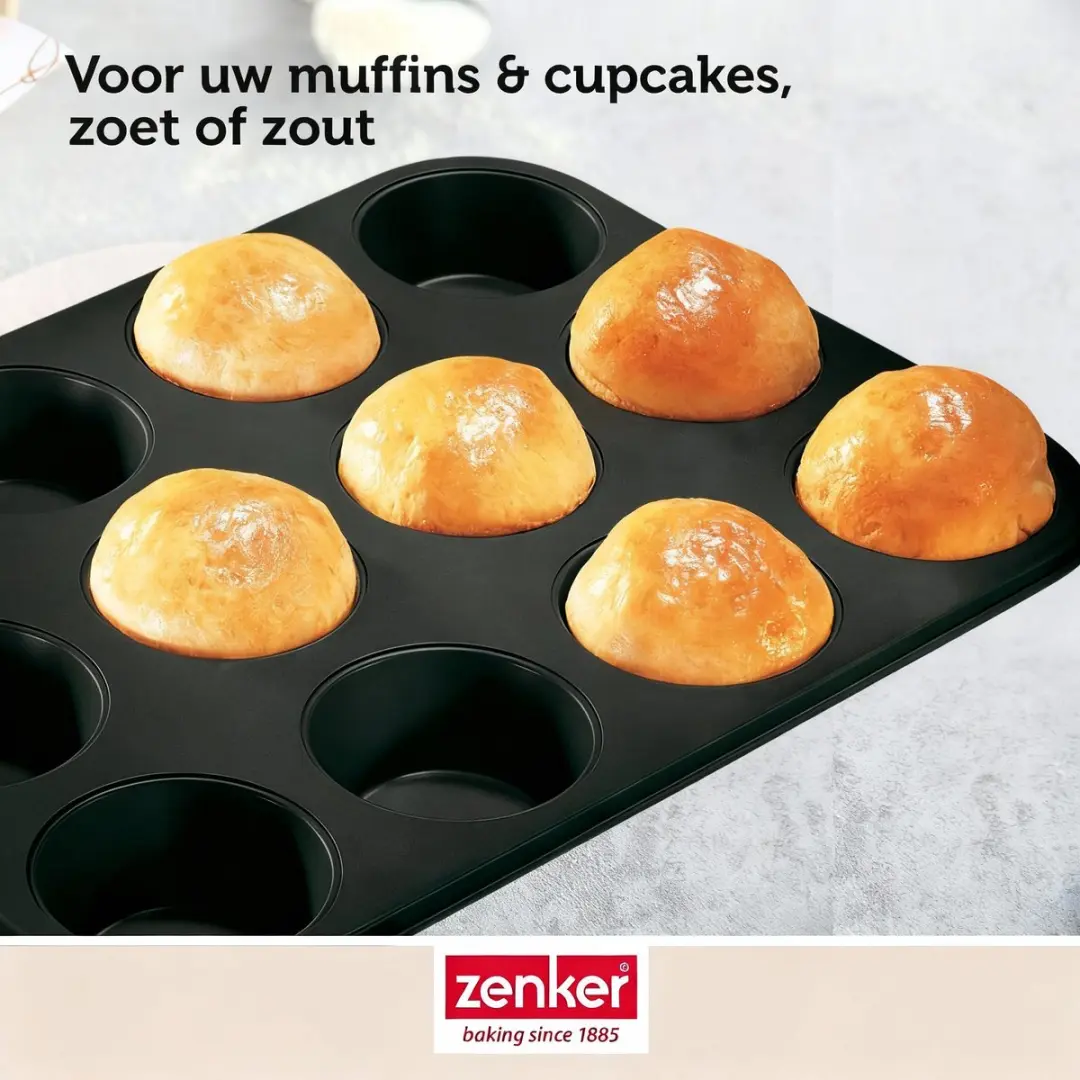Zenker Muffinvormen 12 Holtes - 2 Stuks 38x26cm Zwart