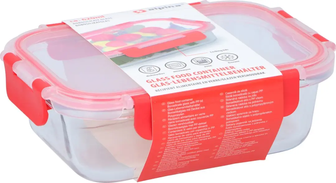 Alpina Vershouddoos Glas 620ml - 13 Vakken - Rood/Transparant