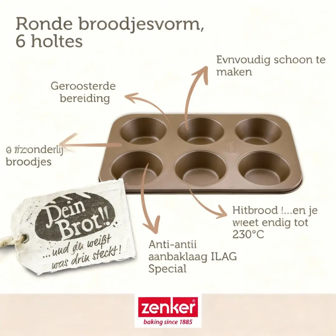 Zenker Bakkersset Goud - 6 Muffinvorm 33x22cm + 2 Mengkommen